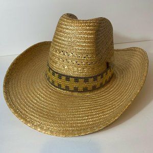 Vintage Bee Cool Straw Hat Feathered USA Authentic